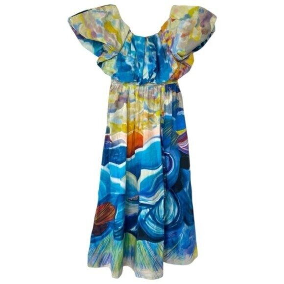 NWT Ulla Johnson Francesca Tuck Landscape Limited Edition Midi Dress Size 4 - Picture 11 of 16